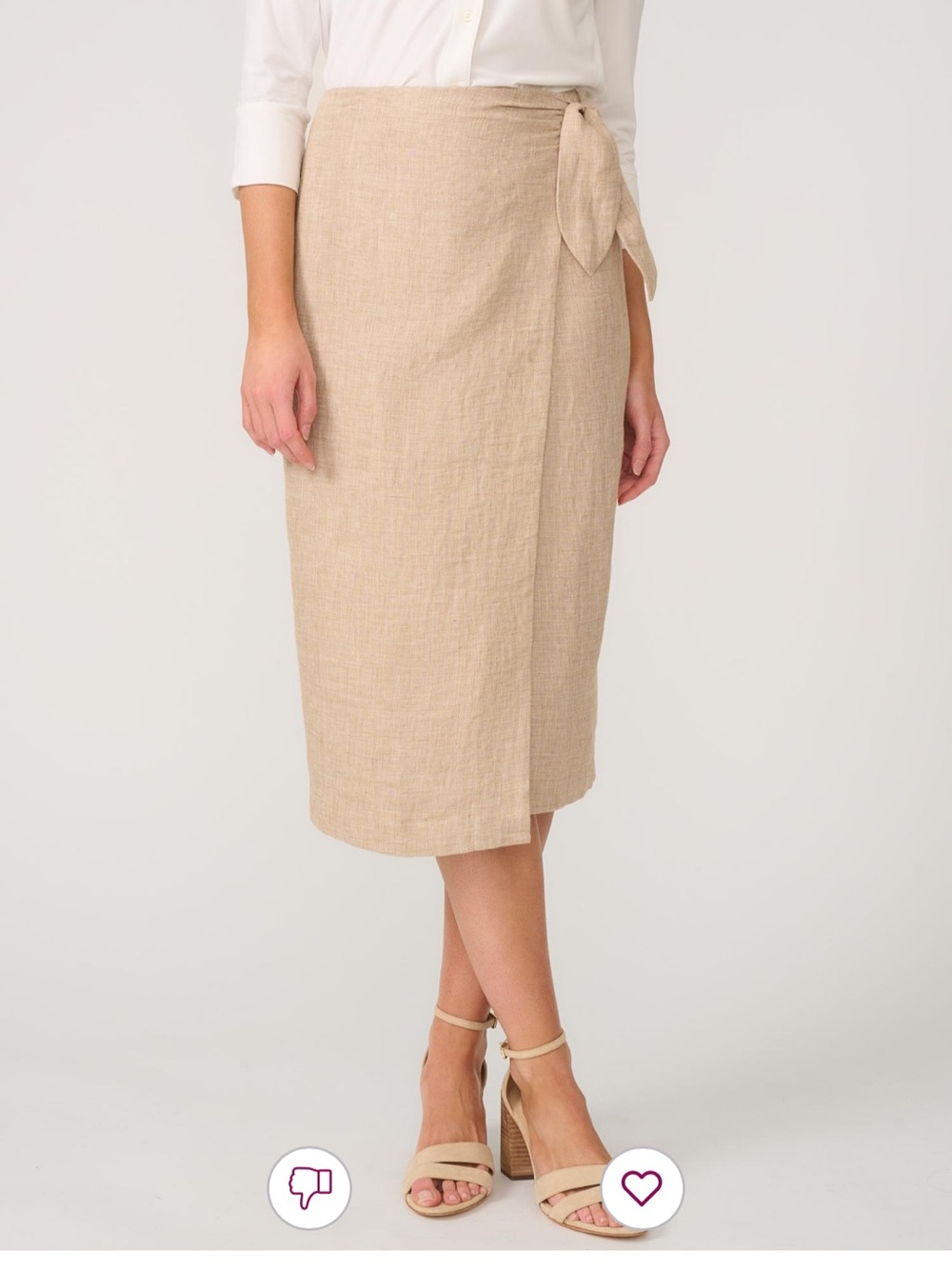 J. McLaughlin Carlie 100% Linen Faux Wrap Midi Skirt Tan Size 2